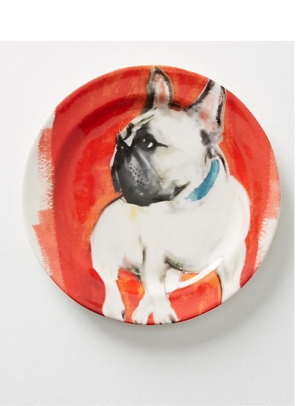 French Bull Dog Dessert plate from the Anthropologie Dog-a-Day Sally Muir 8 3/4"
